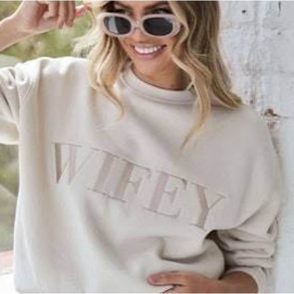 Wifey Cream Crew Neck Sweater